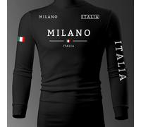 TEMU Tendencias de moda y americanas: un top de larga con cuello y estampado fácil de firma de de Milán para deportes al de hombre, para vacaciones y ocio