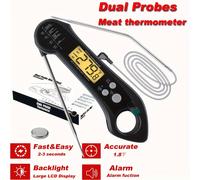 TEMU Termómetro de Carne con y Pantalla LCD Digital - Lectura Rápida en 3 , Luz de , Alarma, Pilas para Parrilla, Horneado y Cocina, Diseño Ergonómico, Fácil Lectura, Accesorio para Asar