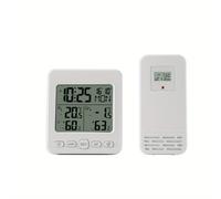 TEMU Termómetro Digital con Sensor Exterior, Medidor de y Humedad Interior y Exterior, y , Despertador con Función , Funciona con Batería, Color