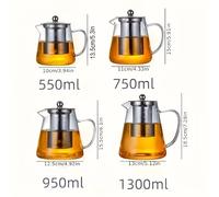TEMU Tetera de vidrio de acero inoxidable con filtro de metal - Resistente al , para lavavajillas, ideal para hacer café, té de flores y té de , para Navidad.