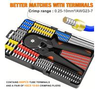 TEMU THSC8 10-6A Alicates Tipo Tubo Herramienta de Crimpado Hexagonal para Terminales Fríos Set Combinado de Conectores VE/TE con 800pcs