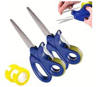 TEMU Tijeras con Dispensador de Cinta Adhesiva Transparente Integrado, Cortador Multiusos para Rollos de Papel, Dispensador de Cinta de Escritorio para Envolver Regalos y Uso de Oficina