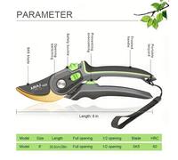 TEMU Tijeras de AIRAJ, Grado profesional, Hoja de acero SK5, Cierre de seguridad, Asidero ergonómico, Tijeras de jardín con ajustable, antideslizantes