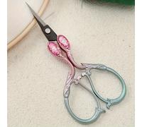 TEMU Tijeras de bordado de precisión con hojas serradas - Mango antideslizante, material de acero inoxidable, diseño rosa y verde, adecuadas para hacer, coser y trabajar con líneas detalladas