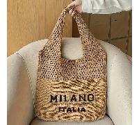TEMU Tipo de Bolso : Bolso Tote Mujer París Milán - Diseño Elegante de Ganchillo Hueco, Correas Fijas y Abierto por , Poliéster Duradero, Color Caqui/, para Playa y Compras, Uso Casual y Formal