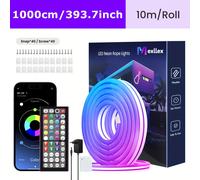 TEMU Tira de luces LED RGB Mexllex con mando a distancia de 44 teclas, conexión con aplicación, color y ajustables, , función DIY, para dormitorio, salón, estudio, regalo, etc. (enchufe UE)