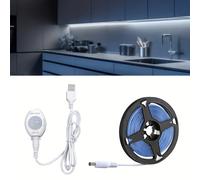 TEMU Tira de luz LED con sensor de movimiento de 16.4 pies - USB, autoadhesiva, tira de luz flotante para cama, flexible para bordes de cama, espejos, gabinetes y escaleras