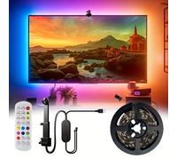 TEMU Tira de retroiluminación RGBIC para TV con sensor AR retráctil que colores y musicales, sincronizando sonido y luz, con un diseño de tira flexible para entusiastas del cine en casa
