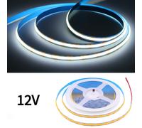 TEMU Tira LED COB 12/24V 320 LEDs Densidad Cinta Flexible PCB 8mm Luz Lineal COB 3000K 4000K 6000K
