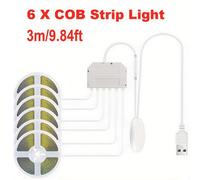 TEMU Tiras de luces LED COB con sensor para gabinetes, tira USB 5V de 1/, 1M/3.28Ft-/9.84Ft, tira de 1-6 piezas con de atenuación táctil para madera para cocina, vitrina, iluminación de gabinetes