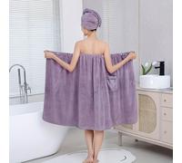 TEMU Toalla de baño con capucha y falda de baño de vellón de coral de densidad, ideal para el hogar, se puede usar o envolver, y agradable , deshace ni se decolora