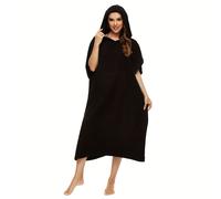 TEMU Toalla de Playa de Microfibra 1pc, Bata de Diseño Sencillo de Color Sólido, Poncho de Surf con Capucha, Toalla de Cambio de Secado Rápido con Bolsillo para Exterior e Interior