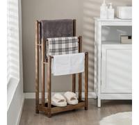 TEMU Toallero de Pie Barras,Toallero de 3 Niveles con Estante Inferior, Soporte para Toallas, Madera de , Dispositivo contra Caídas, 45,5 x 22 x 86 cm