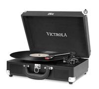 TEMU Tocadiscos Portátil con Estilo Vintage y Tecnología Bluetooth, Negro de Victrola Suitcase