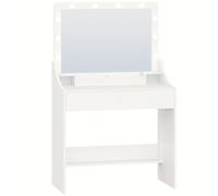 TEMU Tocador Moderno con Espejo Grande HD y Iluminación LED - Tocador Autoensamblable con Cajones, Particiones de Encimera, Enchufe Europeo