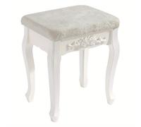 TEMU Tocador Taburete, Taburete de tocador acolchado 37x30x50cm, Silla de maquillaje para dormitorio, Madera MDF, Estilo , crema