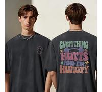 TEMU Todo Me Duele y - Camiseta Vintage para Mujeres y Hombres, T-Shirt Casual Oversize para Múscles y Gimnasio