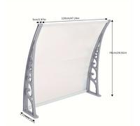 TEMU Toldo de puerta de policarbonato transparente con soporte de aluminio, que mide 80X120Cm, que proporciona refugio y protección UV.