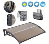 TEMU Toldo para puertas y ventanas, toldo solar, 60 x 100 cm, protección de entrada de toldo de policarbonato, tablero de PC hueco + de PP + soporte de aluminio, marrón