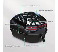 TEMU Top Case para Motocicleta de 9.25 Galones - de Almacenamiento ABS Impermeable y Antirrobo con Diseño de Respaldo, Puede Almacenar Cascos y Equipaje - de Instalación de Rápida - Negro
