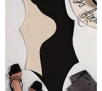 TEMU Top de Body Elegante para Mujer con Bloques de Color