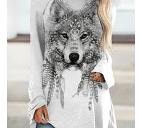 TEMU Top de larga y cuello para mujer con estampado animal, un estilo casual popular para otoño e invierno en Europa y América