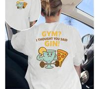 TEMU Top de manga corta con estampados delanteros y traseros, combinación de y cocktail, con cuello y estilo casual para mujer - Ajuste y diseño