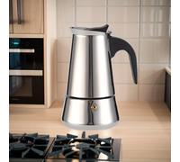 TEMU Tostador de café de acero inoxidable para fogón, Olla clásica Moka, Cervecería de café manual, Capacidad para 2 tazas, Duradera para café concentrado y latte, No eléctrica