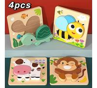 TEMU Totoy 4 Piezas de Rompecabezas 3D de Animales en Madera - Juegos Educativos para el Desarrollo , Mejora las Habilidades Finales y la Reconocimiento , Regalos para Día del Niño o Navideños