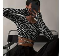 TEMU TP2430 Ropa de Mujer Europea y Americana 2024 Otoño Estación Internacional Casual Espalda con de Cebra y al