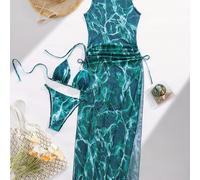 TEMU Traje de baño bikini con cubierta lateral y cordón