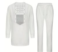 TEMU Traje de Boda Africano con Chaqueta y Pantalón de Larga Bordados y Cuello de Color Sólido