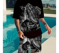 TEMU Traje de manga corta casual para hombre - , transpirable, de poliéster de secado rápido con de manos orantes para verano
