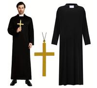 TEMU Traje de para Hombres, Túnicas de Adulto con Túnica y Colgante de Cruz de Plástico para Adultos, Bautismo, , , Fiesta de Halloween, Cosplay, Temáticos, Eclesiásticos, Ceremonias Religiosas