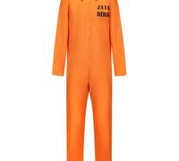 TEMU Traje de prisión naranja "" - larga, poliéster, disfraz de Halloween para hombres y mujeres, ropa de escenario, ropa de | Diseño | Traje con cremallera