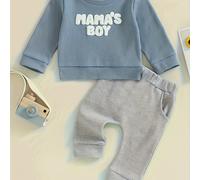 TEMU Traje Deportivo para Niños con en la Parte Superior y Pantalones Lisos - Blusa de Larga y Cuello para /Otoño, Ropa Casual Lavable a Máquina Adecuada para y Atuendos Diarios, para Exteriores