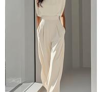 TEMU Traje Elegante de Mujer - Conjunto Formal y Casual, Tejido No Elástico con Botones Decorativos, Ideal para Oficina, y Uso Diario NS702, Ropa Versátil para Todas