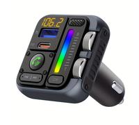 TEMU Transmisor de FM Jajabor Kit de para coche con asistencia de voz Ajuste de graves y Sonido ajustable Reproductor de MP3 de coche Cargador de coche USB de carga rápida PD30W Tipo C, sin batería