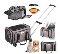 TEMU Transportín para Gatos VEVOR con Ruedas, para Aerolíneas, con Mango Telescópico y Correa de , Transportín para Mascotas con Ruedas para Perros a 25 lbs, 1 Plegable, Color