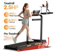 TEMU Treadmill de Piso con Inclinación del 16%, Diseño Plegable con Manillar, Adecuado para Uso Doméstico con una Capacidad de 300 Lbs, Sin Batería