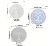 TEMU Tree of Life Silicone Resin Casting Molds Set of 3 - DIY Epoxy Resin Coaster Molds for Coffee Cup Mat, Round & Decorative Silicone Molds for Plaster and Resin Crafting