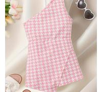 TEMU Trendy Stylish Girls Pattern Single Shoulder Jumpsuit Ropa De Fiesta Regalo Vacaciones