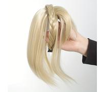 TEMU Trenzada Chic con Topper de Pelo y Flequillo - Extensiones de Cabello Liso Sintético de Natural para Mujeres, Ideal para Atuendos Informales, Accesorios para el Cabello