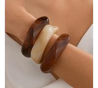 TEMU Tres pulseras circulares irregulares minimalistas de moda, material de resina, colación diaria de vacaciones para mujer