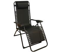 TEMU Tumbona de jardín negra plegable y reclinable. Hamaca con cojín y resistente para , camping y patio 112X65X84 cm.