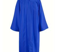 TEMU Túnica Larga Azul con Cremallera para | Larga, Tela No Elástica, Cuello en V, Larga, Ideal para de , Ceremonias, y Funerales