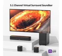 TEMU ULTIMEA 5.1-Canal Soundbar para Smart TV, 250W de Sonido con 2 Altavoces Surround y 1 Subwoofer Cableado para Cine en Casa, Control de Aplicaciones, Conexiones via Bluetooth, Óptico, USB, AUX