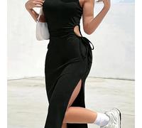 TEMU Último diseño de 2025 de Europa y América, un vestido con cordón que realza la cintura, cuello , corte ajustado al cuerpo y elegantes aberturas