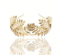 TEMU Un accesorio para el cabello con forma de hoja , con un lujoso diseño vintage en metal, para novias y damas de honor como corona o de boda