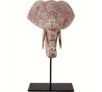 TEMU Un adorno artesanal de resina con forma de cabeza de elefante, ideal para decorar el hogar. Se puede colocar en , el o la estantería. Mide 11.8*6.8*5.1 pulgadas un regalo coleccionable.